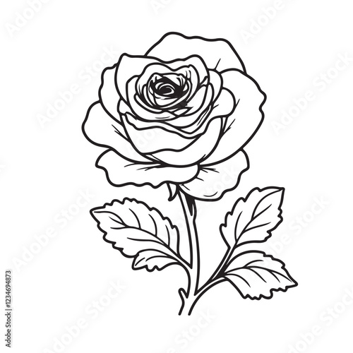 Wallpaper Mural rose isolated line art vector illustration Torontodigital.ca