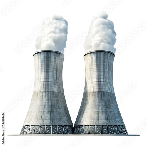 PNG Cooling Towers Against Transparent Background for Industrial, Energy, or Engineering Projects