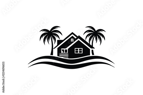 Generate a Beachfront Paradise Vector Logo 