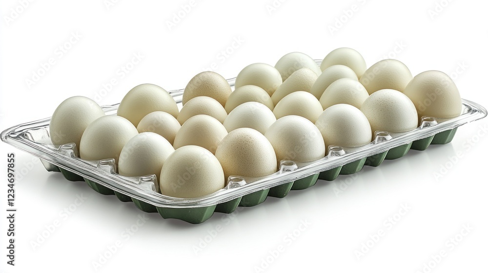 Fresh eggs in carton, white background, food photography, recipe websites Fresh eggs in carton, white background, food photography, recipe websites
