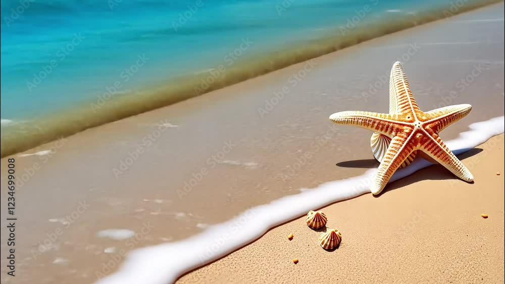 Starfish on the yellow sand, concept of a holidays on the beach Starfish on the yellow sand, concept of a holidays on the beach