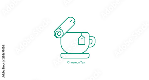 Cinnamon Tea Icon Design with a Cup and Cinnamon Sticks in Vector Style