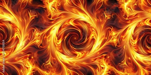 Warm golden flames dancing in a vortex of orange and red hues, golden, abstract fire seamless pattern, golden