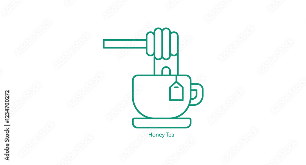 Honey Tea Icon Design with a Warm Cup and Honey Dip Honey Tea Icon Design with a Warm Cup and Honey Dip