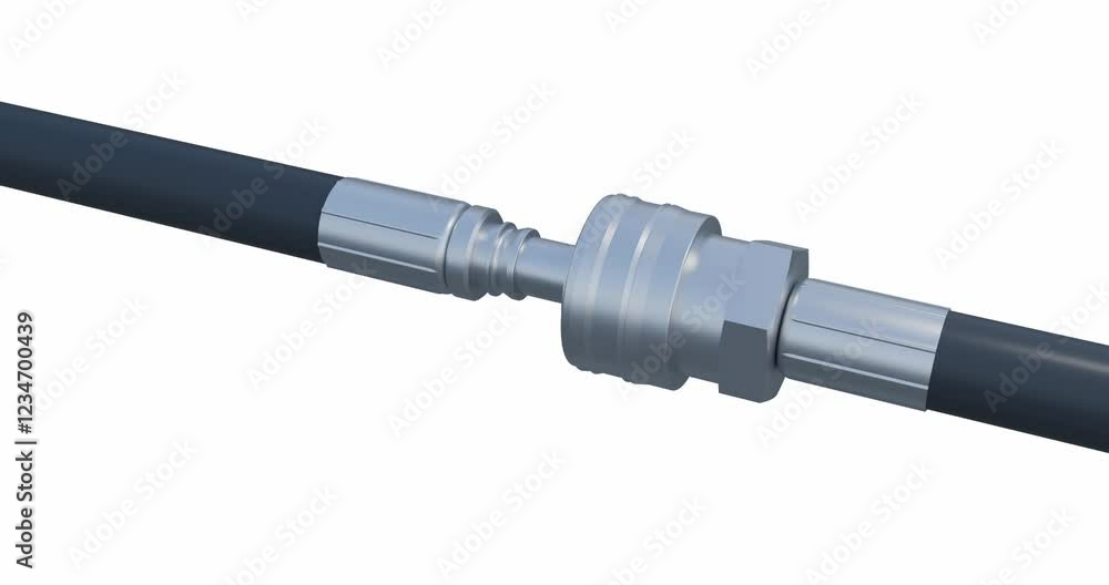 Quick Dis-connect Air hose animation; Pneumatic system; Industrial air system hose and fitting; Hose coupling animation Quick Dis-connect Air hose animation; Pneumatic system; Industrial air system hose and fitting; Hose coupling animation