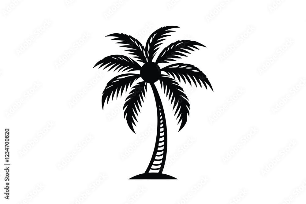 Obraz premium Coconut Palm Tree Sun and Wave Logo