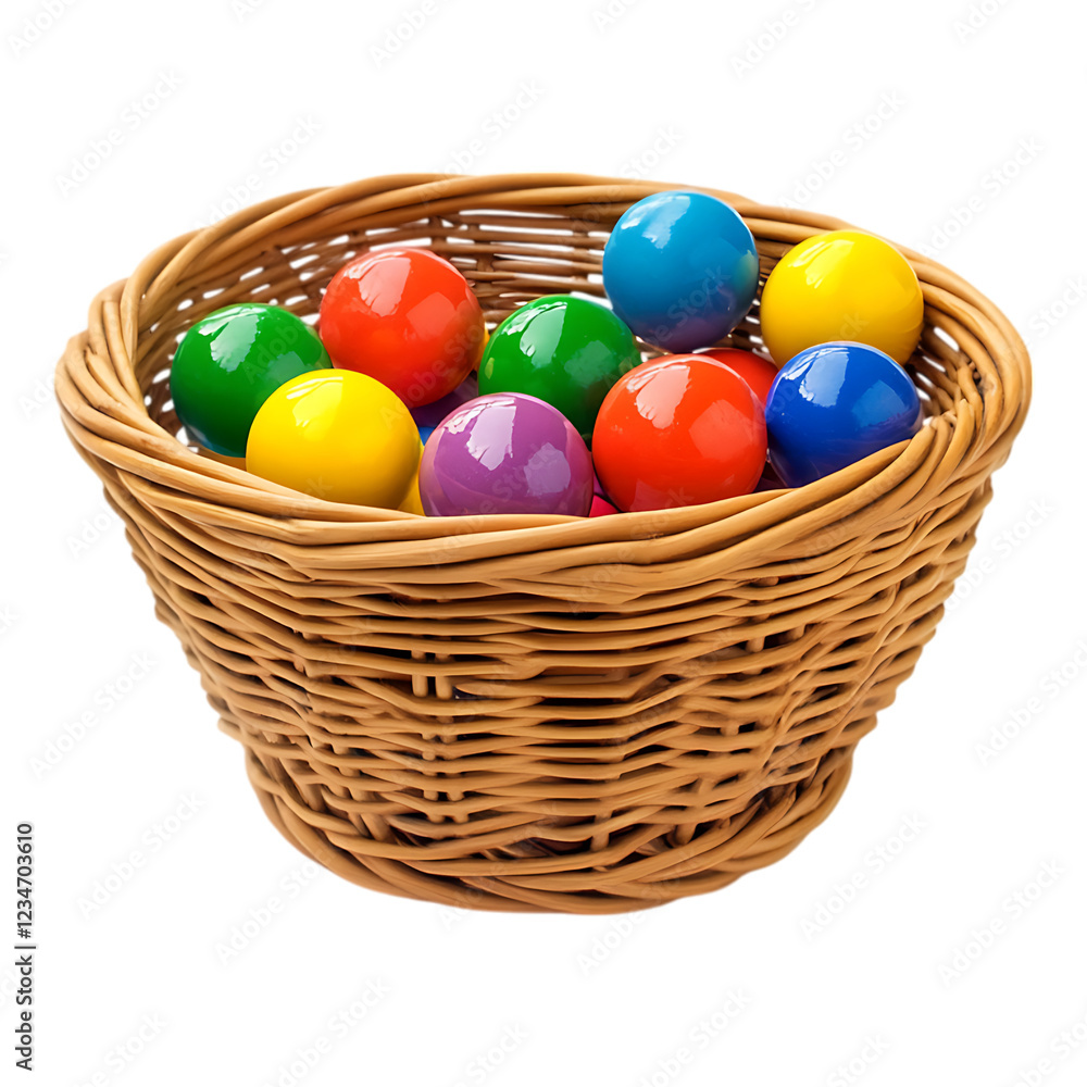 PNG Colorful Balls in a Basket Against Transparent Background for Play, Toys, or Creative Design Projects PNG Colorful Balls in a Basket Against Transparent Background for Play, Toys, or Creative Design Projects
