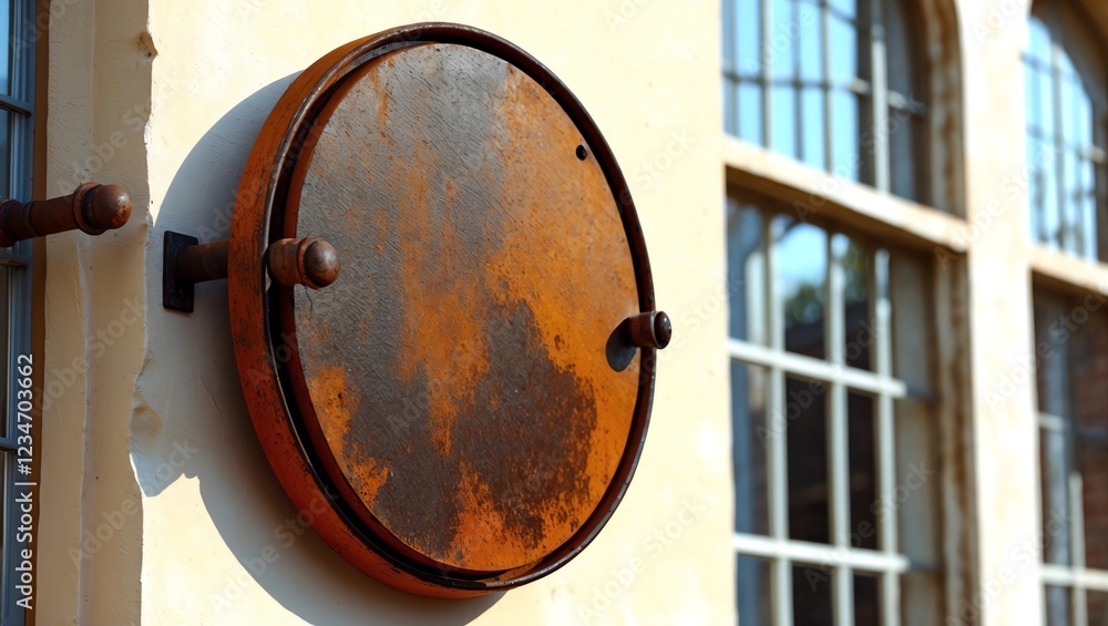 Empty outdoor signage mockup with natural rusty background to add company logo Empty outdoor signage mockup with natural rusty background to add company logo