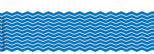 Wave line and wavy zigzag lines. Black curved lines pattern in abstract style. Horizontal geometric decoration element. Vector illustration.