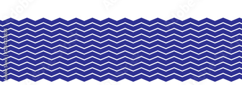 Wave line and wavy zigzag lines. Black curved lines pattern in abstract style. Horizontal geometric decoration element. Vector illustration.