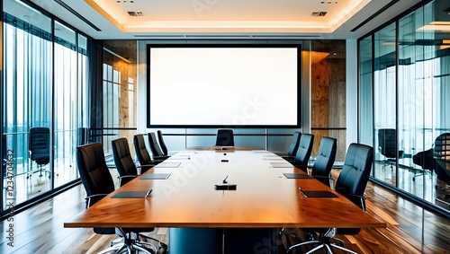 Wallpaper Mural Mock up projector screen Presentation interior conference room Business meeting Office building  Torontodigital.ca