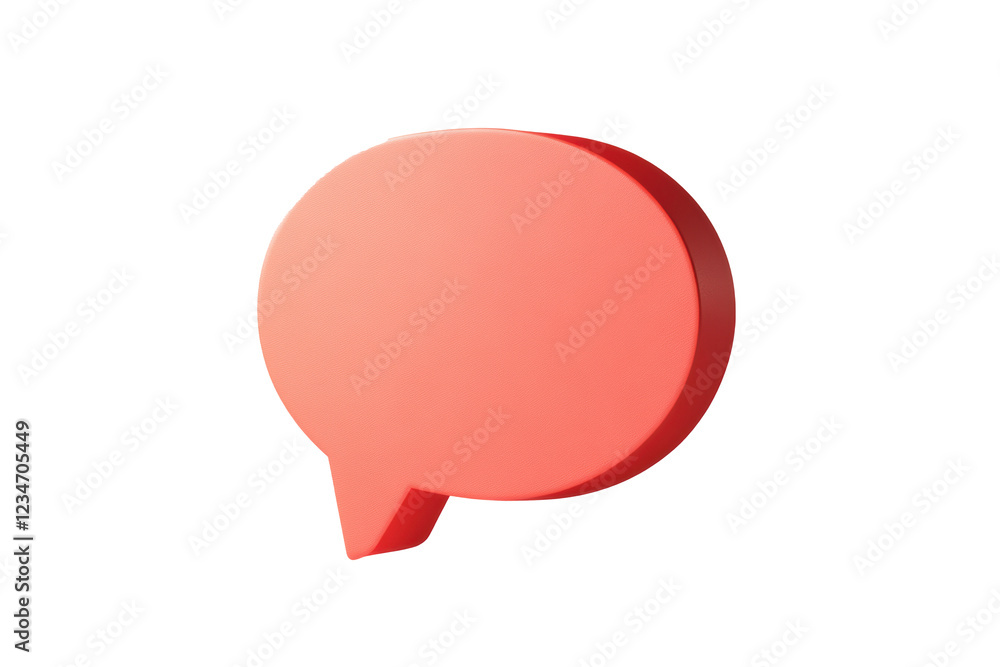 Red speech bubble icon isolated on a white background, 3D rendering, Red speech bubble icon isolated on a white background, 3D rendering,