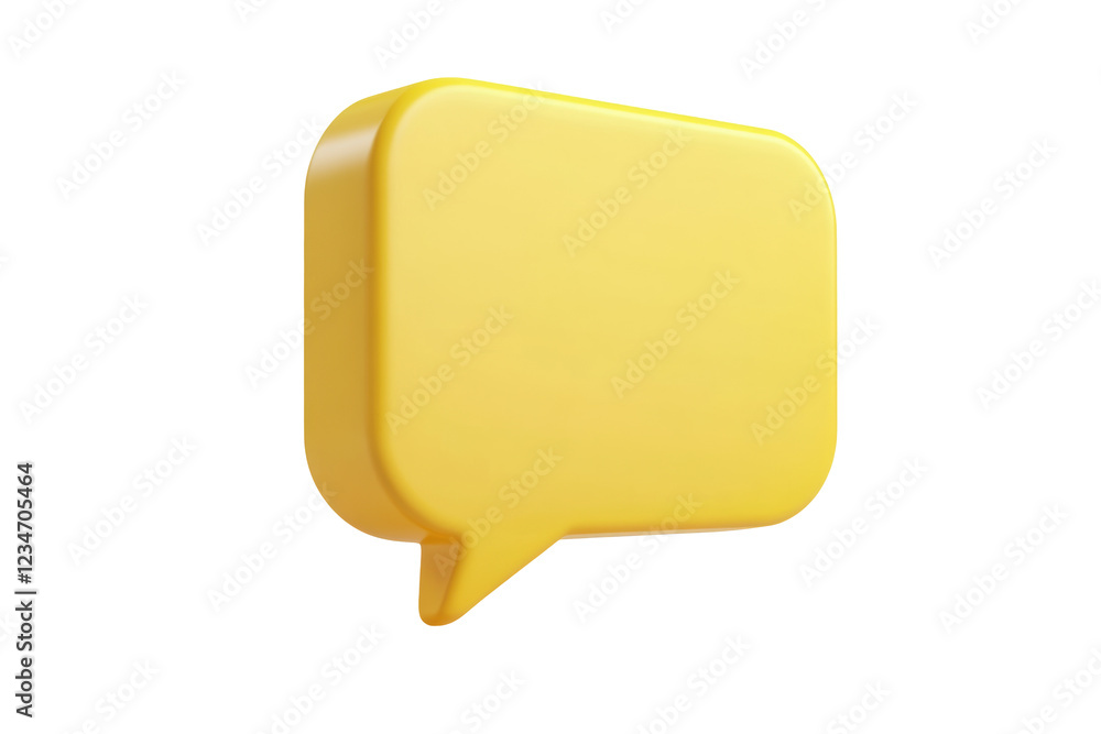 Yellow speech bubble icon isolated on a white background, 3D rendering, Yellow speech bubble icon isolated on a white background, 3D rendering,