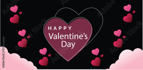 Happy Valentines Love Day Black  Background Art