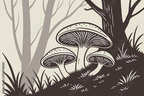  Dark gothic mushrooms, intricate textures, black truffles, moody forest floor, surreal fungi cluster, dramatic lighting, earthy tones, macro photography, mysterious botanical, organic patterns, sha