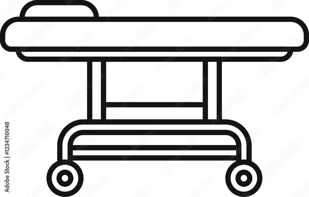 Medical gurney on wheels used for transporting patients within a hospital setting, symbolizing healthcare and emergency services Medical gurney on wheels used for transporting patients within a hospital setting, symbolizing healthcare and emergency services