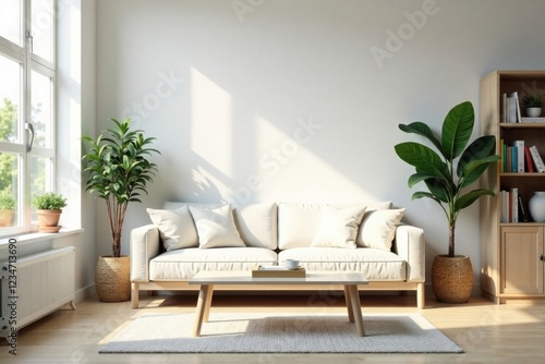 Relaxing and Serene Living Room Interior Design with Natural Light and Minimalist Decor