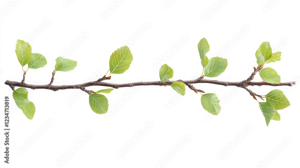 Birch twig with small green leaves, isolated clipart -- Birch twig with small green leaves, isolated clipart --