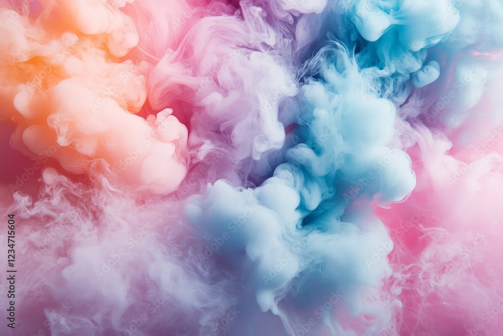 Fototapeta premium Colorful smoke formations blend in vibrant hues creating a striking visual display perfect for artistic backgrounds