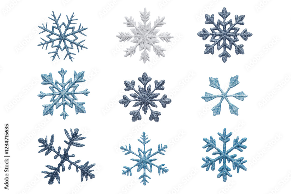 Set of different snowflakes isolated on PNG transparent background. Macro photo of real snow crystals. Generative AI Set of different snowflakes isolated on PNG transparent background. Macro photo of real snow crystals. Generative AI