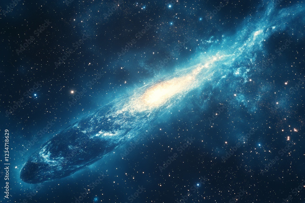 Exploration of a vibrant galaxy in deep space showcasing swirling gas and bright stellar formations