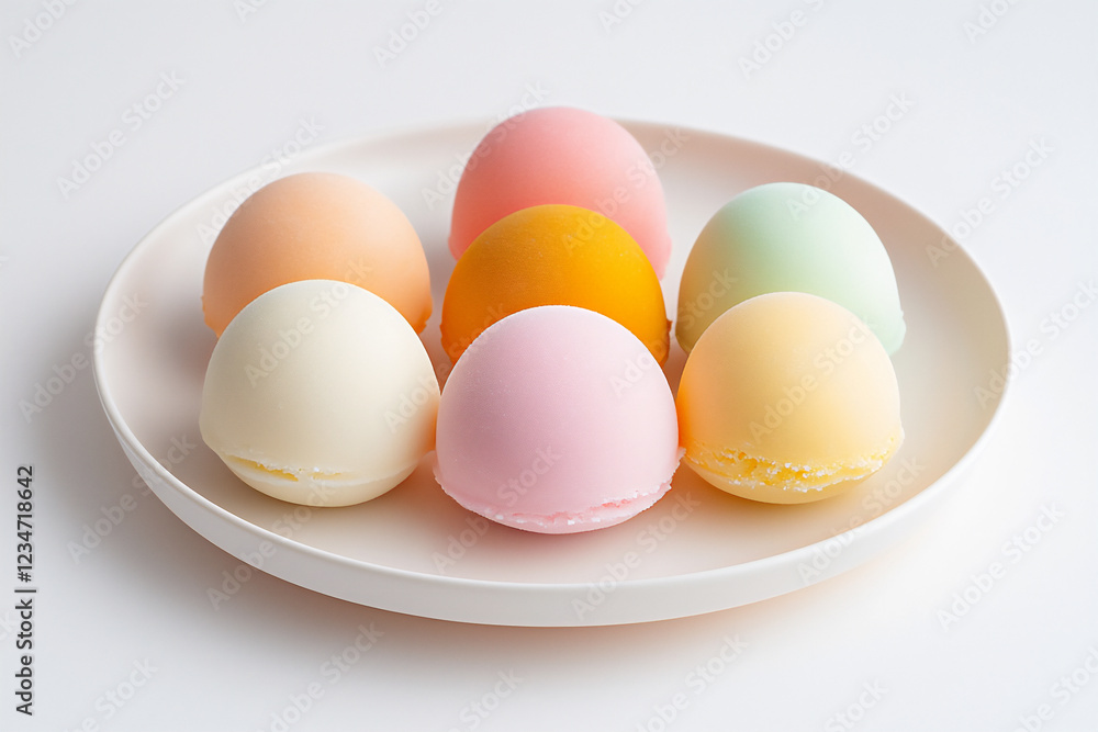 P A photorealistic image of mochi ice cream i P A photorealistic image of mochi ice cream i