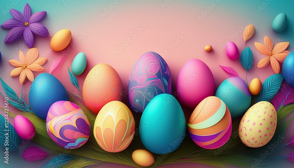 Fototapeta premium creative beautiful colorful easter eggs on pastel background graphic resource