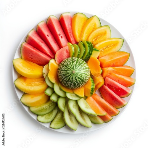 Wallpaper Mural A vibrant fruit platter with sliced watermelon, cantaloupe, and honeydew Torontodigital.ca