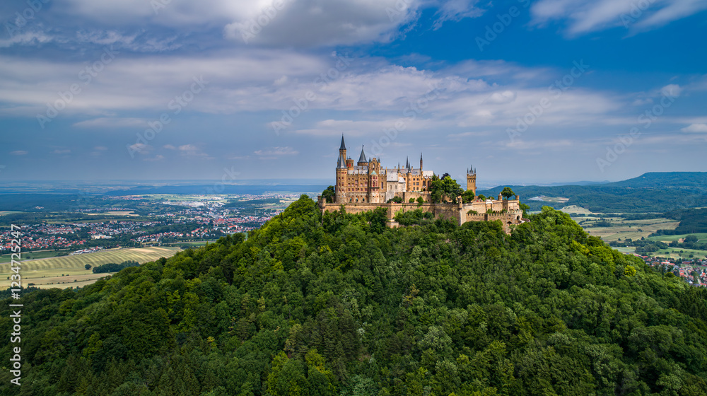 Hohenzollern Castle, Germany, it is located atop Mount Hohenzollern. Hohenzollern Castle, Germany, it is located atop Mount Hohenzollern.