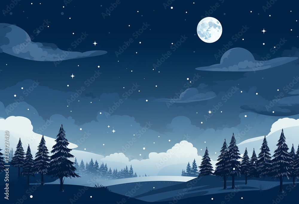 Naklejka premium Stunning Night Sky with Radiant Full Moon