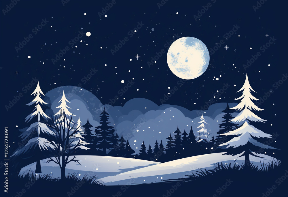 Fototapeta premium Peaceful Night Sky with Full Moon