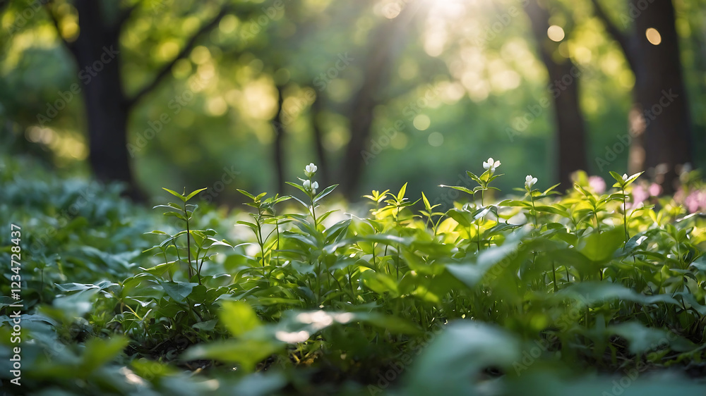 Beautiful natural spring forest green leaf view Beautiful natural spring forest green leaf view