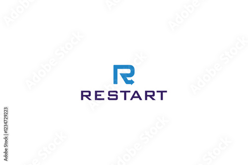 Letter R simple arrow restart logo 