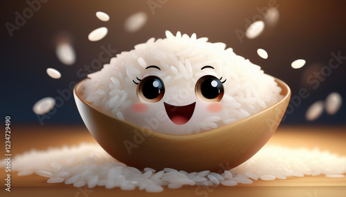 Happy Rice Grain 3D Character – Cute and Playful