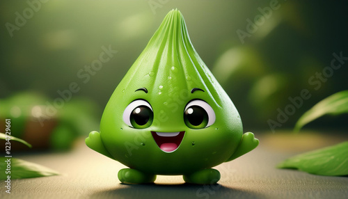 Cute 3D Wasabi Character, Green