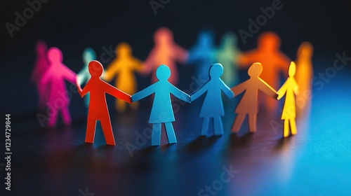 A group of paper people holding hands in an empty space, symbolizing unity and support for the agoraphobic community photo