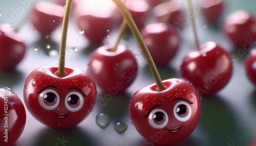 Kawaii Laughing Cherry Characters – Cute and Playful Design