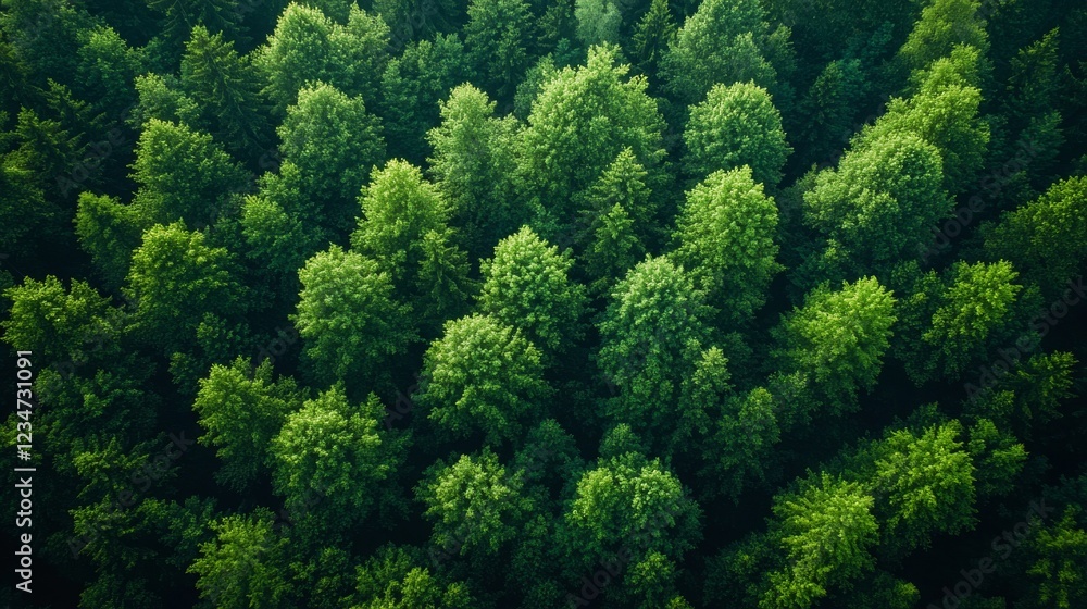 Aerial view of lush green forest canopy. Aerial view of lush green forest canopy.