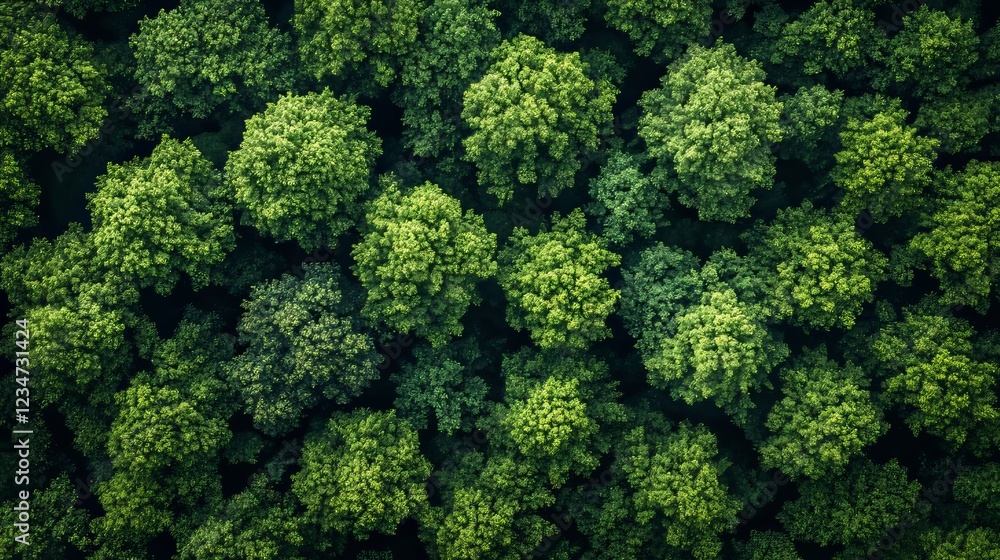 Aerial view of lush green forest canopy. Aerial view of lush green forest canopy.
