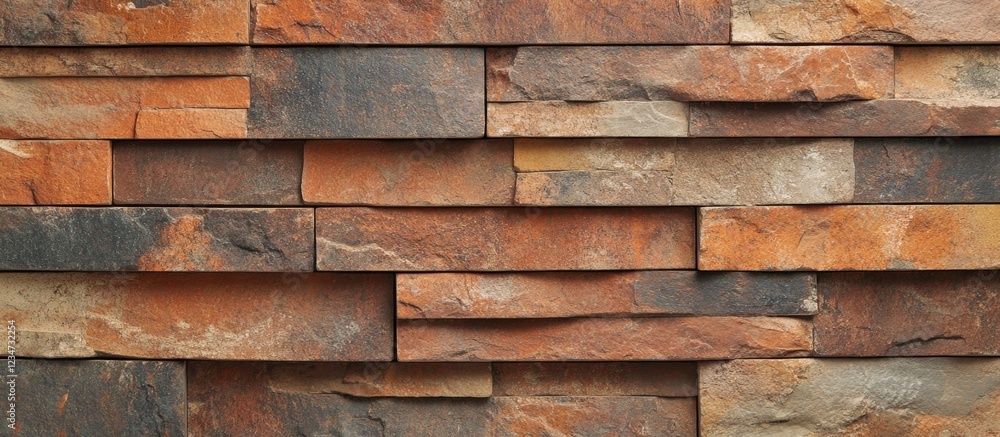 Textured stone wall with natural color variation in rectangular tiles suitable for background and architectural design Copy Space Textured stone wall with natural color variation in rectangular tiles suitable for background and architectural design Copy Space