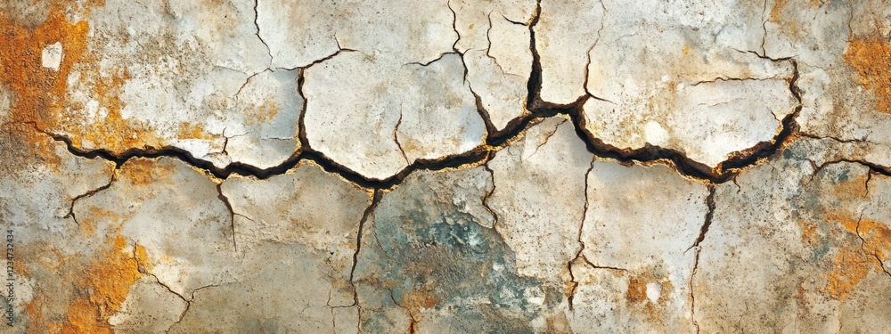 Cracked and Weathered Surface with Rusty and Faded Textures in Horizontal Orientation Copy Space Cracked and Weathered Surface with Rusty and Faded Textures in Horizontal Orientation Copy Space
