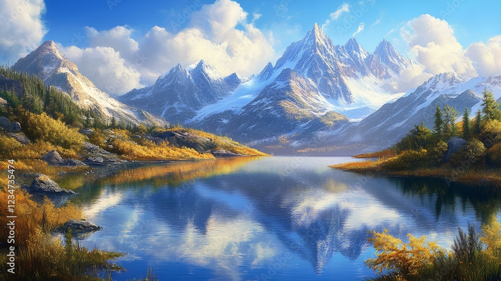 Obraz premium mountain lake in the autumn season