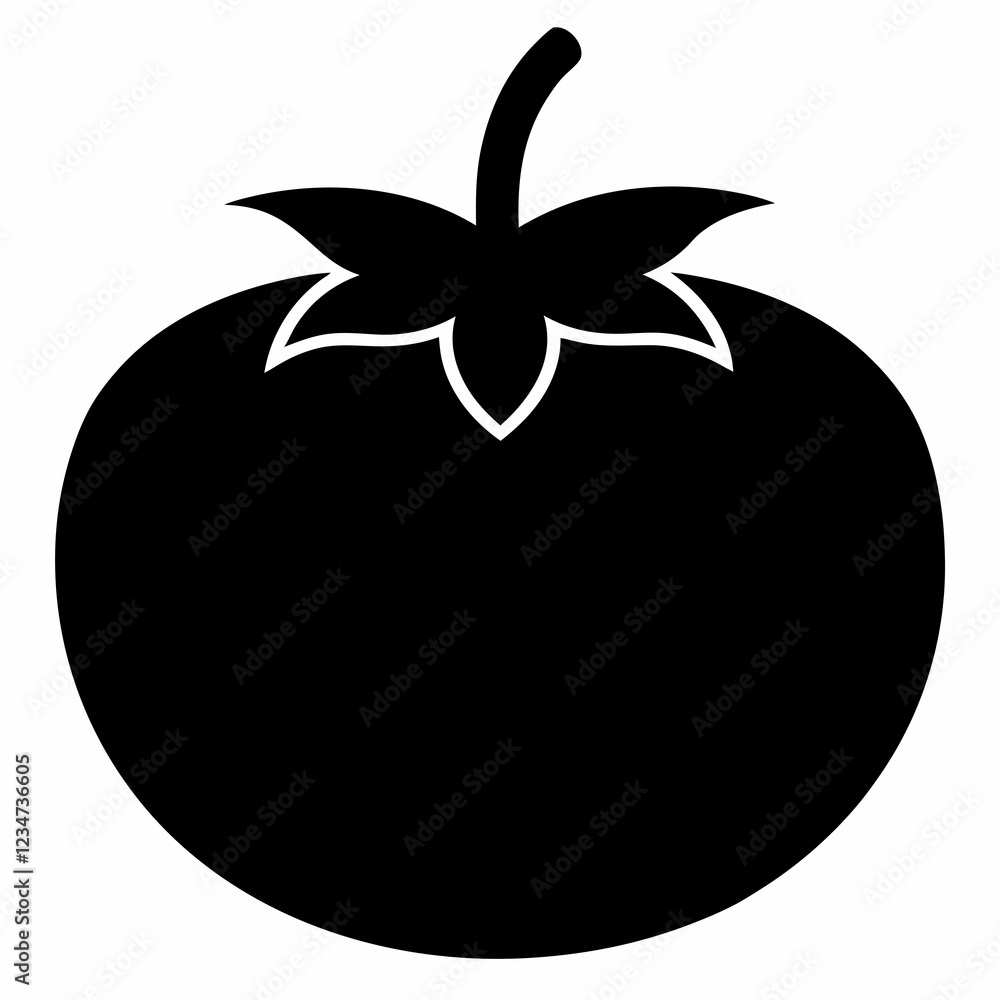 Elegant Tomato Silhouette – Clean Vector Design Elegant Tomato Silhouette – Clean Vector Design