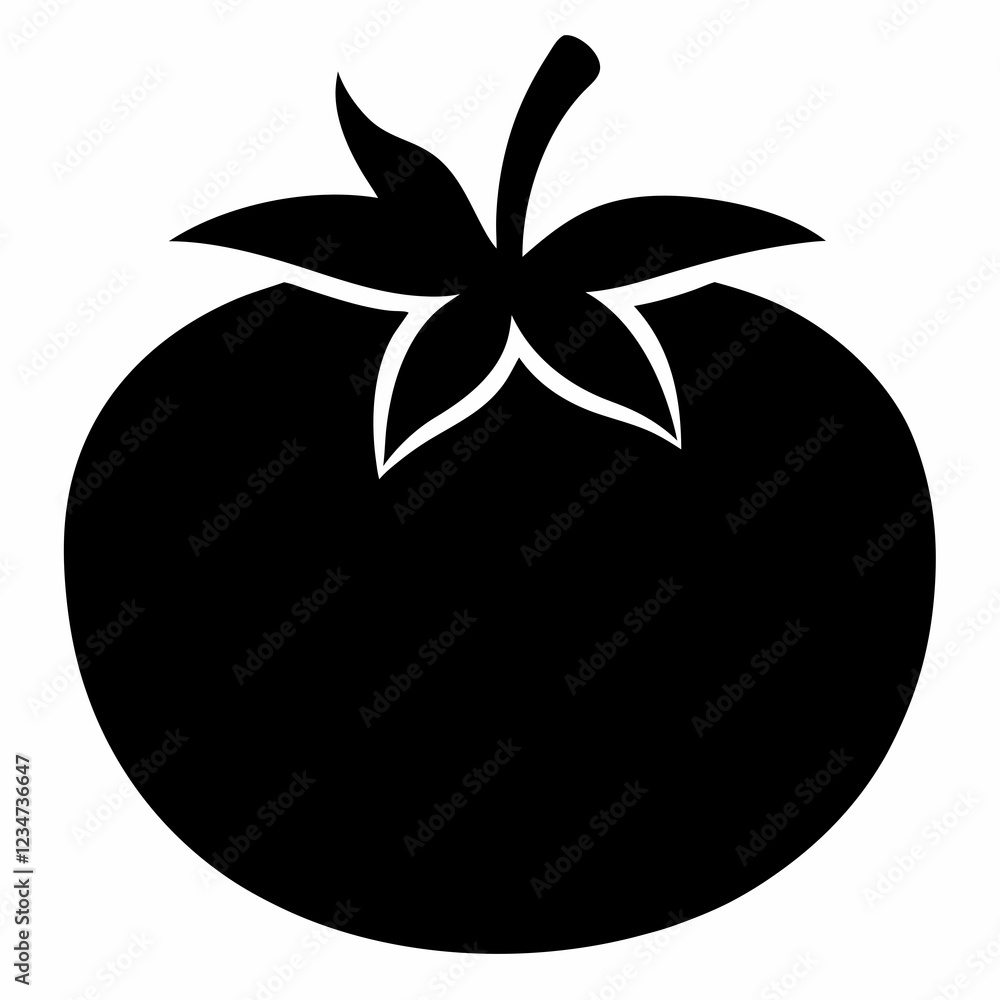 Elegant Tomato Silhouette – Clean Vector Design Elegant Tomato Silhouette – Clean Vector Design