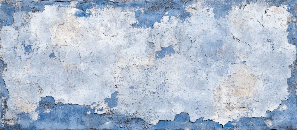 Obraz premium Textured vintage blue wall background with peeling paint and distressed surface, ideal for creative projects, Copy Space available.