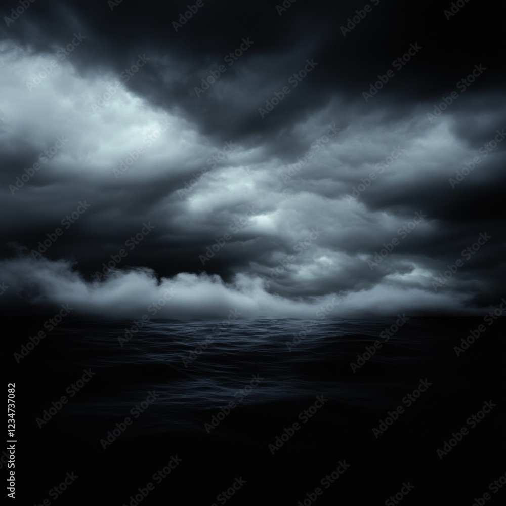 Obraz premium Dramatic stormy skies above tranquil ocean nature scene moody atmosphere aerial view reflection of clouds