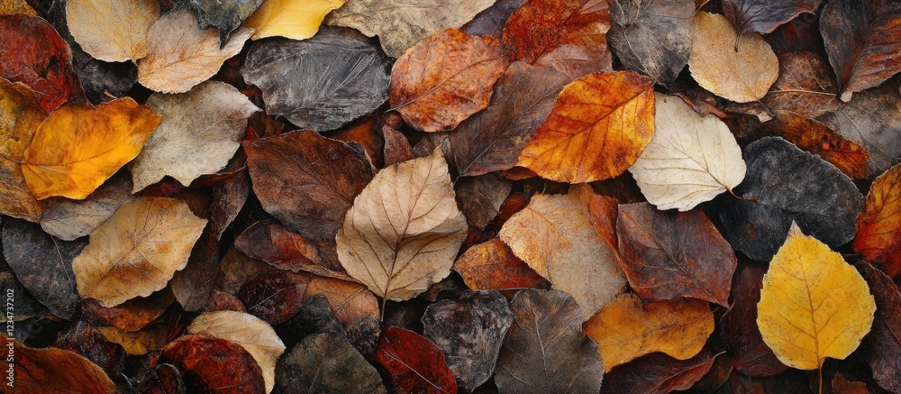 Colorful autumn leaves texture background with various shades and shapes of dry leaves on the ground Copy Space Colorful autumn leaves texture background with various shades and shapes of dry leaves on the ground Copy Space