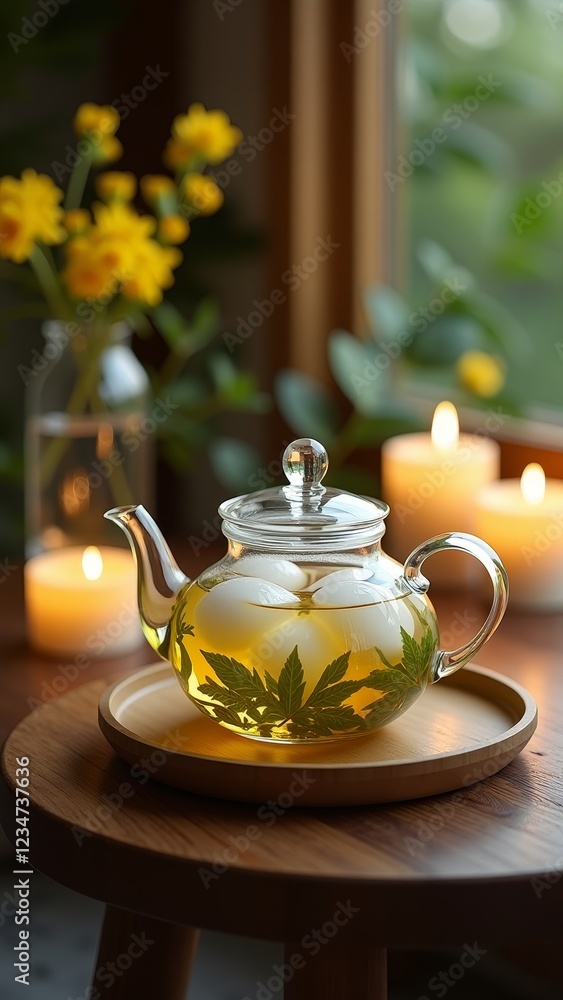 A soothing cup of herbal tea, rich in antioxidants and calming properties A soothing cup of herbal tea, rich in antioxidants and calming properties
