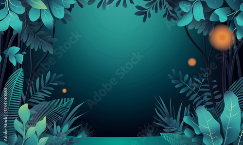 Serene jungle scene with lush greenery digital artwork tranquil environment aesthetic viewpoint nature concept photo