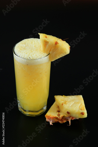 Wallpaper Mural fresh tasty pineapple juice with pineapple pieces Torontodigital.ca